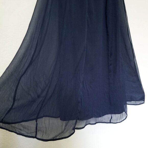 NEW Lulus Navy Blue Ruffled Tie-Back Maxi Dress S Gown Chiffon Fairy Romantic - Picture 14 of 16